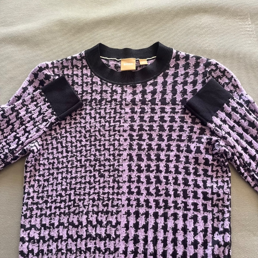 BOSS Favianna Wool & Cotton Blend Sweater in Paisley Purple Fantasy Size X-Small - Picture 6 of 10